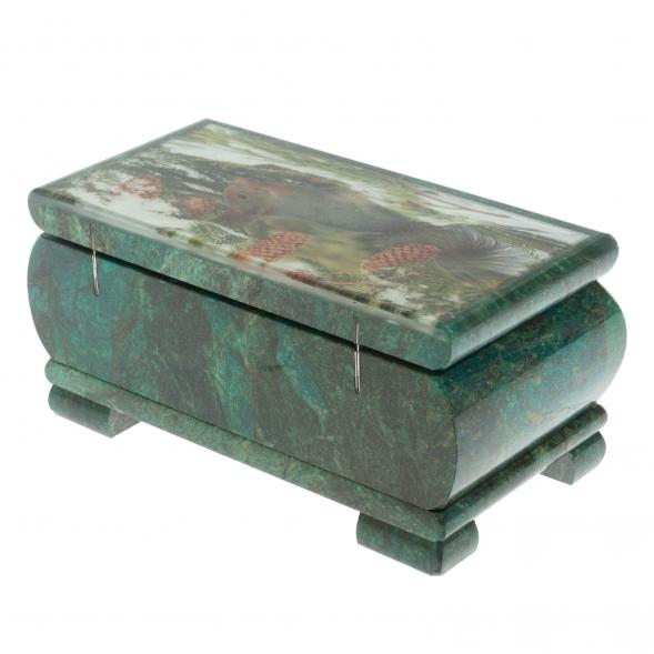 Шкатулка &amp;quot;Белка&amp;quot; из змеевика 16х8х7,5 см 128847