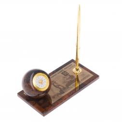 Письменный набор &amp;quot;Купюра 5000 рублей&amp;quot; из коричневого обсидиана