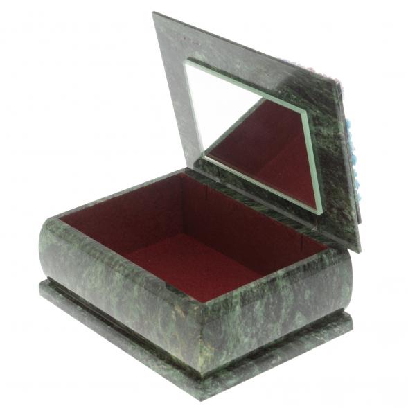 Шкатулка с рисунком &amp;quot;Зима&amp;quot; из змеевика 16х12х7,5 см 127136