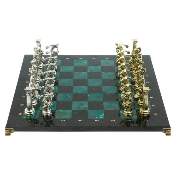 Шахматы &amp;quot;Олимпийские игры&amp;quot; доска 44х44 см из мрамора и змеевика 128240