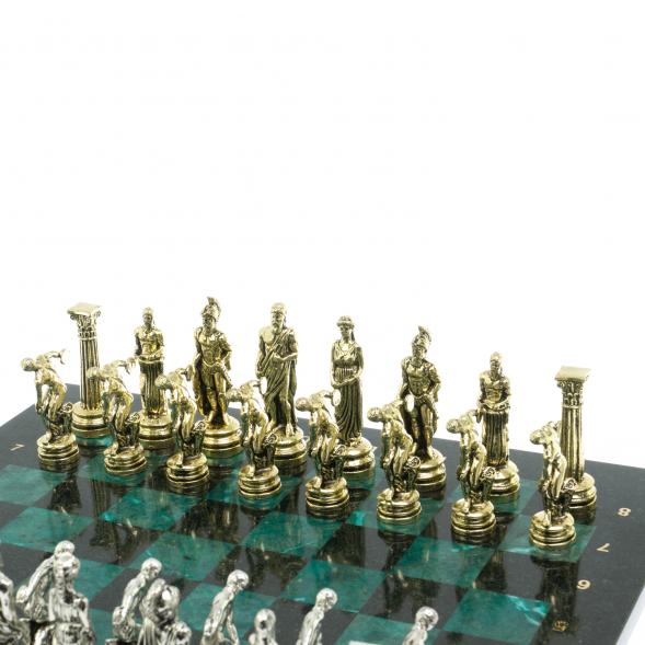 Шахматы &amp;quot;Олимпийские игры&amp;quot; доска 44х44 см из мрамора и змеевика 128240