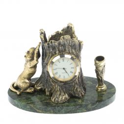 Карандашница-часы из бронзы &amp;quot;Барс&amp;quot; 14х9х10 см