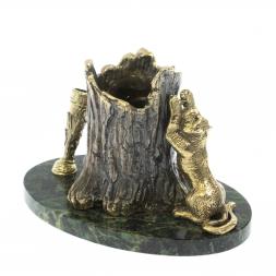 Карандашница-часы из бронзы &amp;quot;Барс&amp;quot; 14х9х10 см