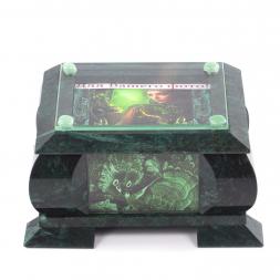 Шкатулка для украшений с фоторамкой камень змеевик 20,5х17,5х11 см