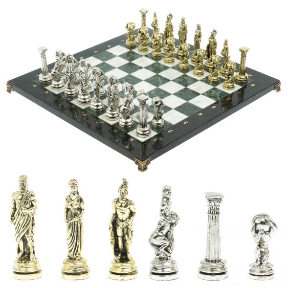 Шахматы &amp;quot;Атлас&amp;quot; доска 44х44 см из мрамора и змеевика 128241