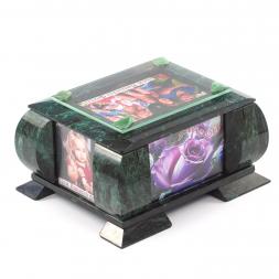 Шкатулка для украшений с рамкой для фото камень змеевик 24,5х20х13,5 см