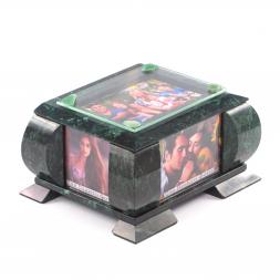 Шкатулка для украшений с рамкой для фото камень змеевик 24,5х20х13,5 см