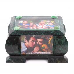 Шкатулка для украшений с рамкой для фото камень змеевик 24,5х20х13,5 см