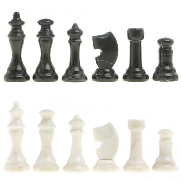 Шахматы с гравировкой &amp;quot;Турнирные&amp;quot; доска 36х36 см белый мрамор змеевик 124095