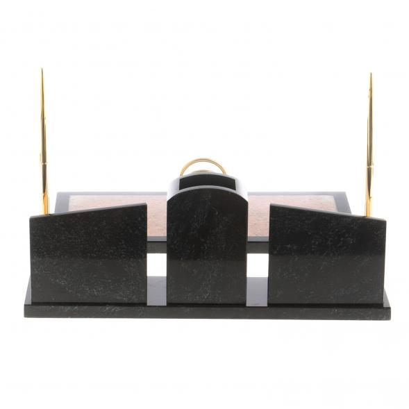 Письменный набор &amp;quot;Элегант&amp;quot; из розового мрамора с часами 124502