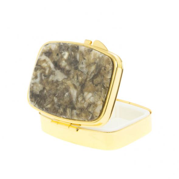 Таблетница на 2 отделения камень жельбертит цвет золото 127854