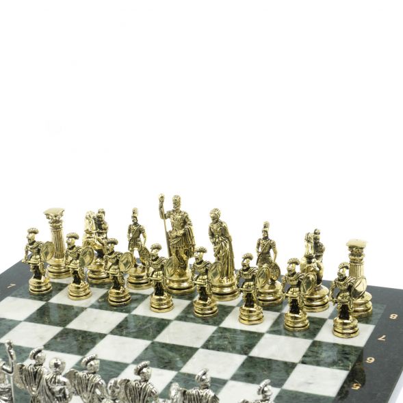 Шахматы &amp;quot;Древний Рим&amp;quot; доска 44х44 см из мрамора и змеевика 128243