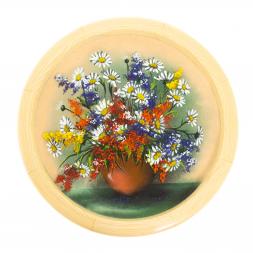 Тарелка декоративная "Полевые цветы" 40 см желтый фон