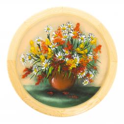 Тарелка декоративная "Полевые цветы" 40 см желтый фон