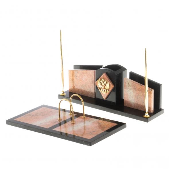 Письменный прибор &amp;quot;Элегант&amp;quot; из розового мрамора 124503