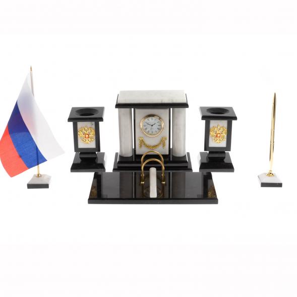 Настольный набор &amp;quot;Премьер&amp;quot; из белого мрамора 129960