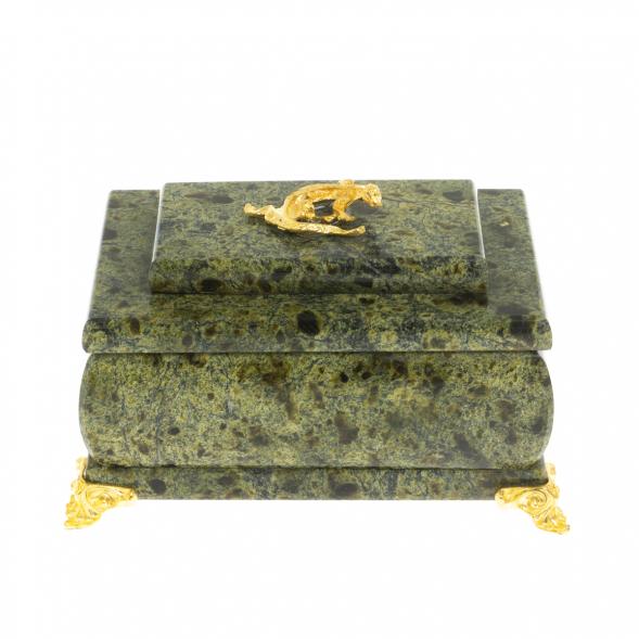 Шкатулка с зеркалом на ножках камень змеевик 10х7х6 см 112006