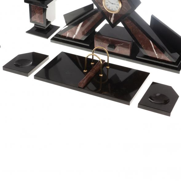 Письменный набор из лемезита &amp;quot;Герб РФ&amp;quot; с лотком для бумаг и ковриком 124504