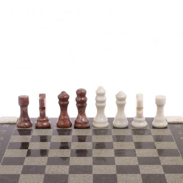 Шахматы с гравировкой &amp;quot;Турнирные&amp;quot; доска 36х36 см лемезит белый мрамор 126143