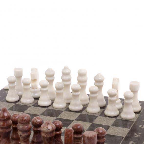 Шахматы с гравировкой &amp;quot;Турнирные&amp;quot; доска 36х36 см лемезит белый мрамор 126143