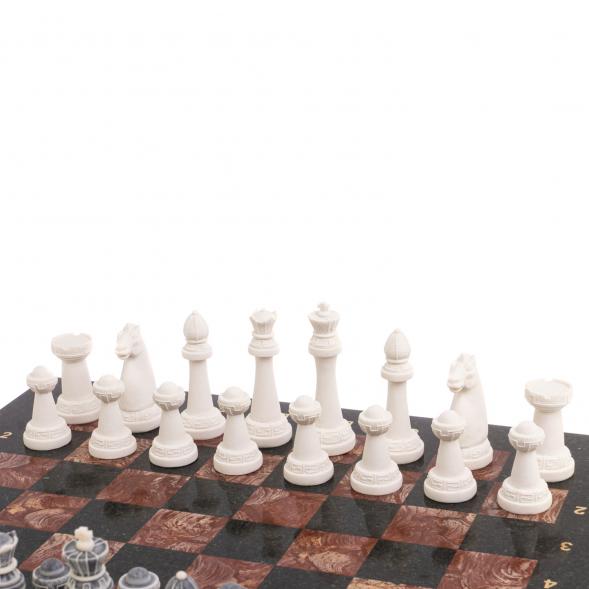 Шахматы &amp;quot;Стаунтон&amp;quot; из мрамолита 44х44 см лемезит / змеевик 126449
