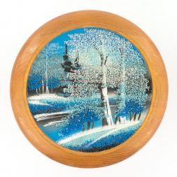 Тарелка декоративная "Зима" 20 см каменная крошка