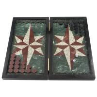 Каменные нарды &amp;quot;Звезда&amp;quot; белый мрамор / лемезит 120497