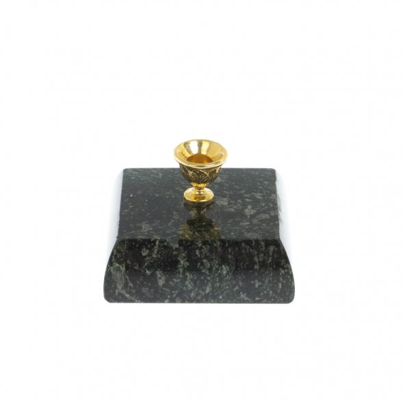Подсвечник церковный из темного-зеленого змеевика 129149
