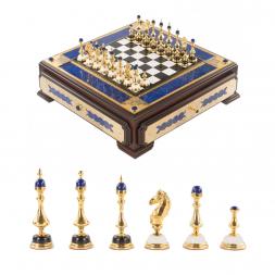 Подарочный набор шахматы и шашки "Царские" из лазурита