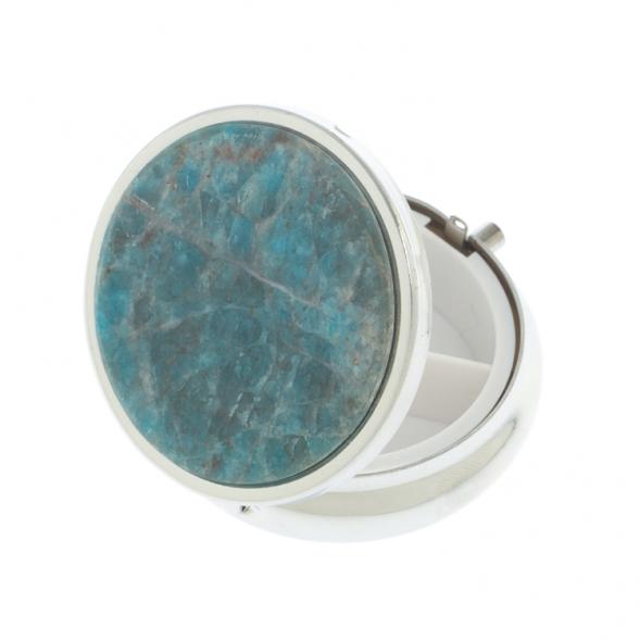 Таблетница на 3 отсека камень голубой апатит цвет серебро 123197