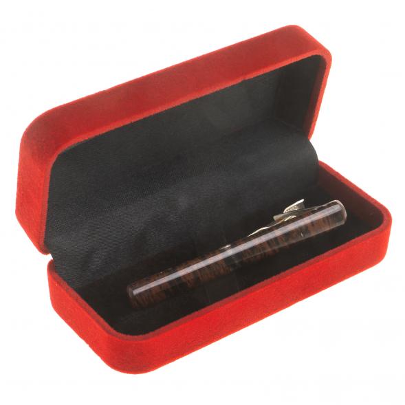 Зажим для галстука с камнем обсидиан 123828