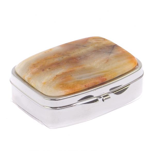 Таблетница на 2 отделения камень шайтанский переливт цвет серебро 125305