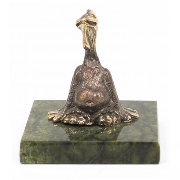 Статуэтка &amp;quot;Петух обжора&amp;quot; бронза змеевик 117299