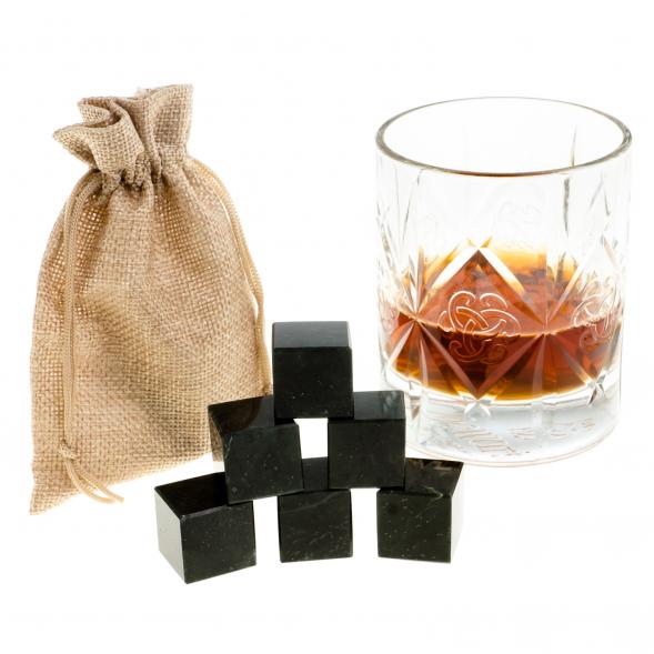 Камни для виски набор 6 кубиков черный змеевик 123477