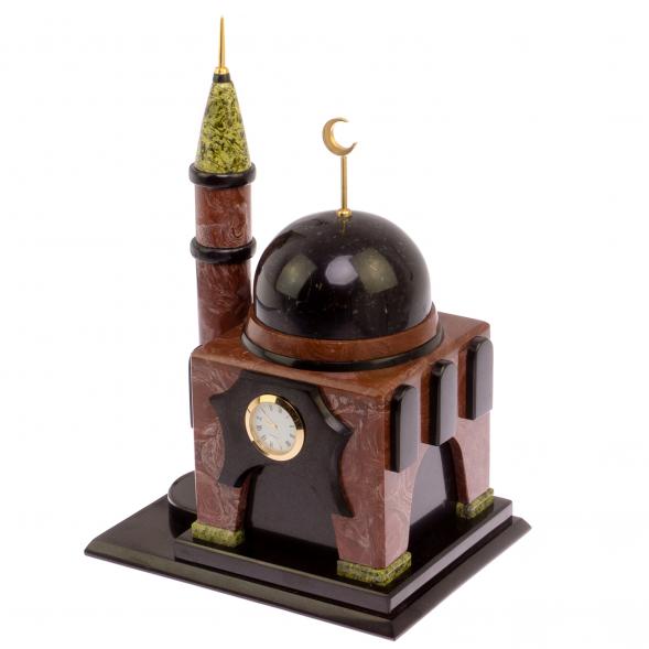 Часы &amp;quot;Мечеть&amp;quot; средняя лемезит, змеевик 125157