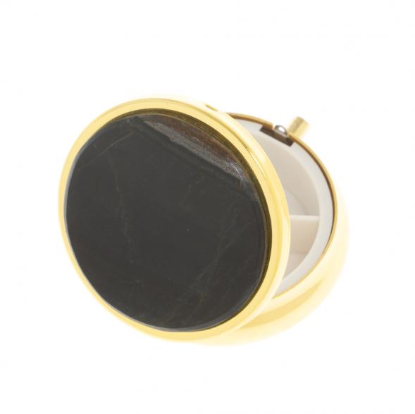 Таблетница на 3 отсека камень соколиный глаз цвет золото 126986