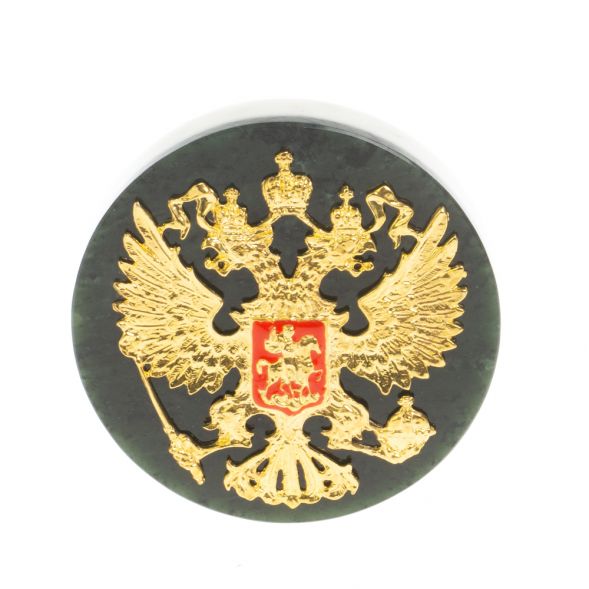 Настольная подставка из нефрита и мрамора &amp;quot;Герб РФ&amp;quot; 8,5х2,5х8,5 см 127384