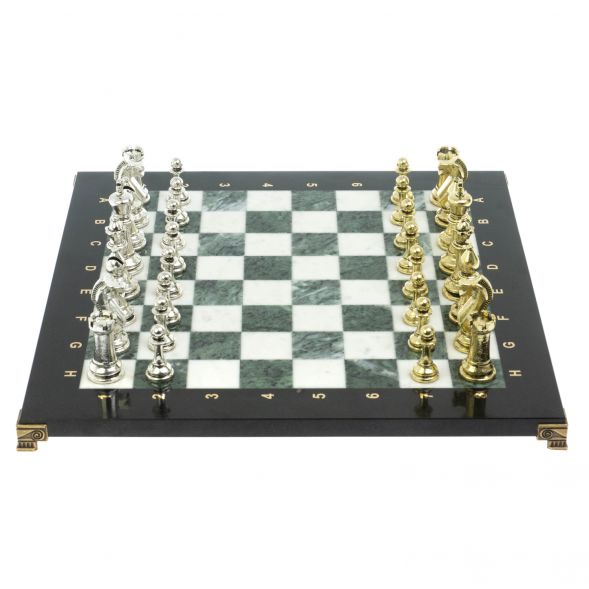 Шахматы &amp;quot;Стаунтон&amp;quot; доска 40х40 см из мрамора и змеевика 128246