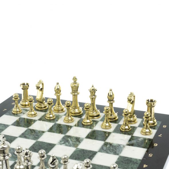 Шахматы &amp;quot;Стаунтон&amp;quot; доска 40х40 см из мрамора и змеевика 128246