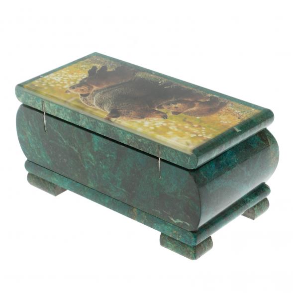 Шкатулка &amp;quot;Мишки&amp;quot;&amp;quot; из змеевика 16х8х7,5 см 128853