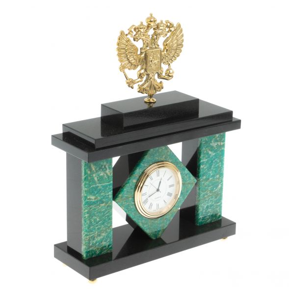 Часы &amp;quot;Герб&amp;quot; из камня амазонит 129423