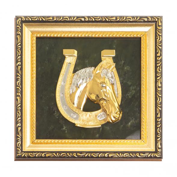 Панно &amp;quot;Подкова с лошадью&amp;quot; из нефрита 116251