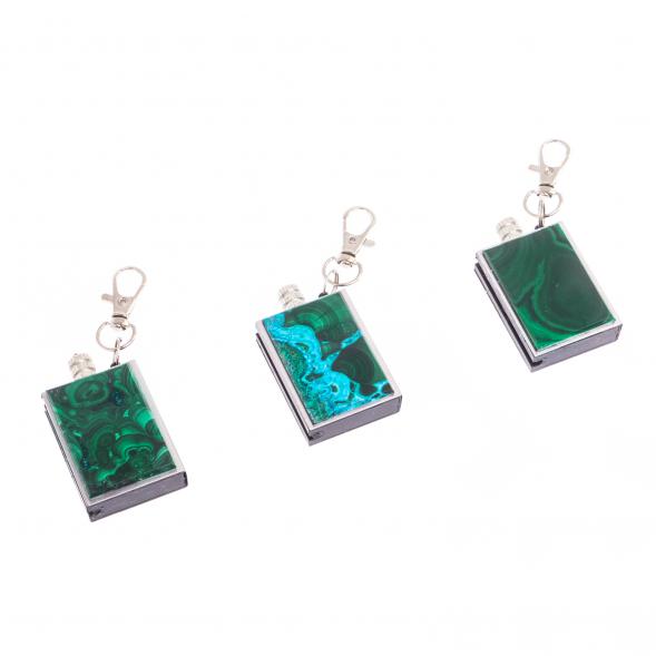 Брелок огниво &amp;quot;Вечная спичка&amp;quot; с накладкой из камня малахит 2,8х1,3х5 см 126682