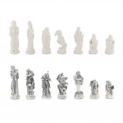 Шахматы подарочные "Русские сказки" камень мрамор змеевик 40х40 см