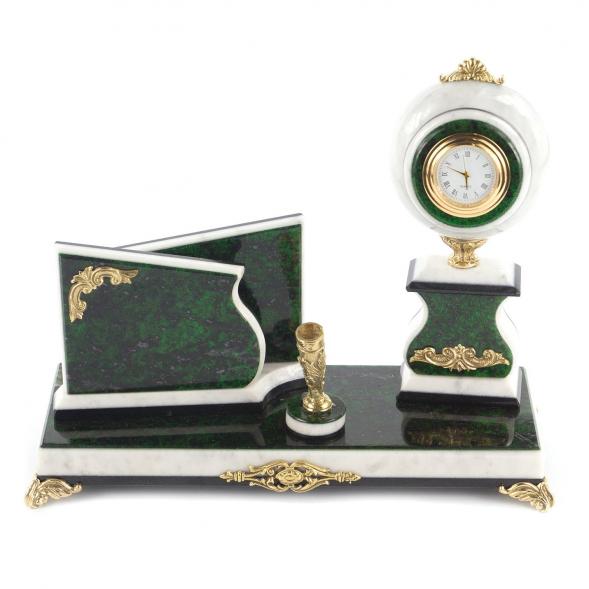 Набор с визитницей из зеленого змеевика 119290