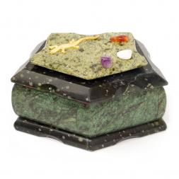 Шкатулка "Корона" малая змеевик 14,5x7x7,5 см