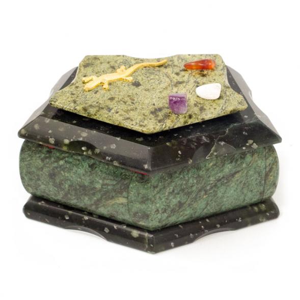 Шкатулка &amp;quot;Корона&amp;quot; малая змеевик 14,5x7x7,5 см 112312