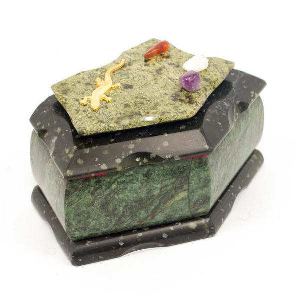 Шкатулка &amp;quot;Корона&amp;quot; малая змеевик 14,5x7x7,5 см 112312