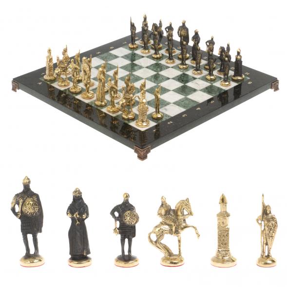 Шахматы бронзовые &amp;quot;Русские&amp;quot; 40х40 см мрамор шабровский змеевик 126833