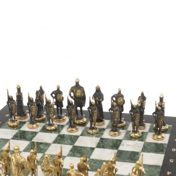 Шахматы бронзовые &amp;quot;Русские&amp;quot; 40х40 см мрамор шабровский змеевик 126833